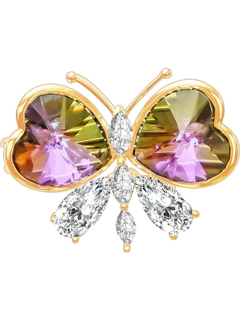 Elegant Heart Crystal Brooch Pin - 14k Gold Plated Copper for Gifts & Special